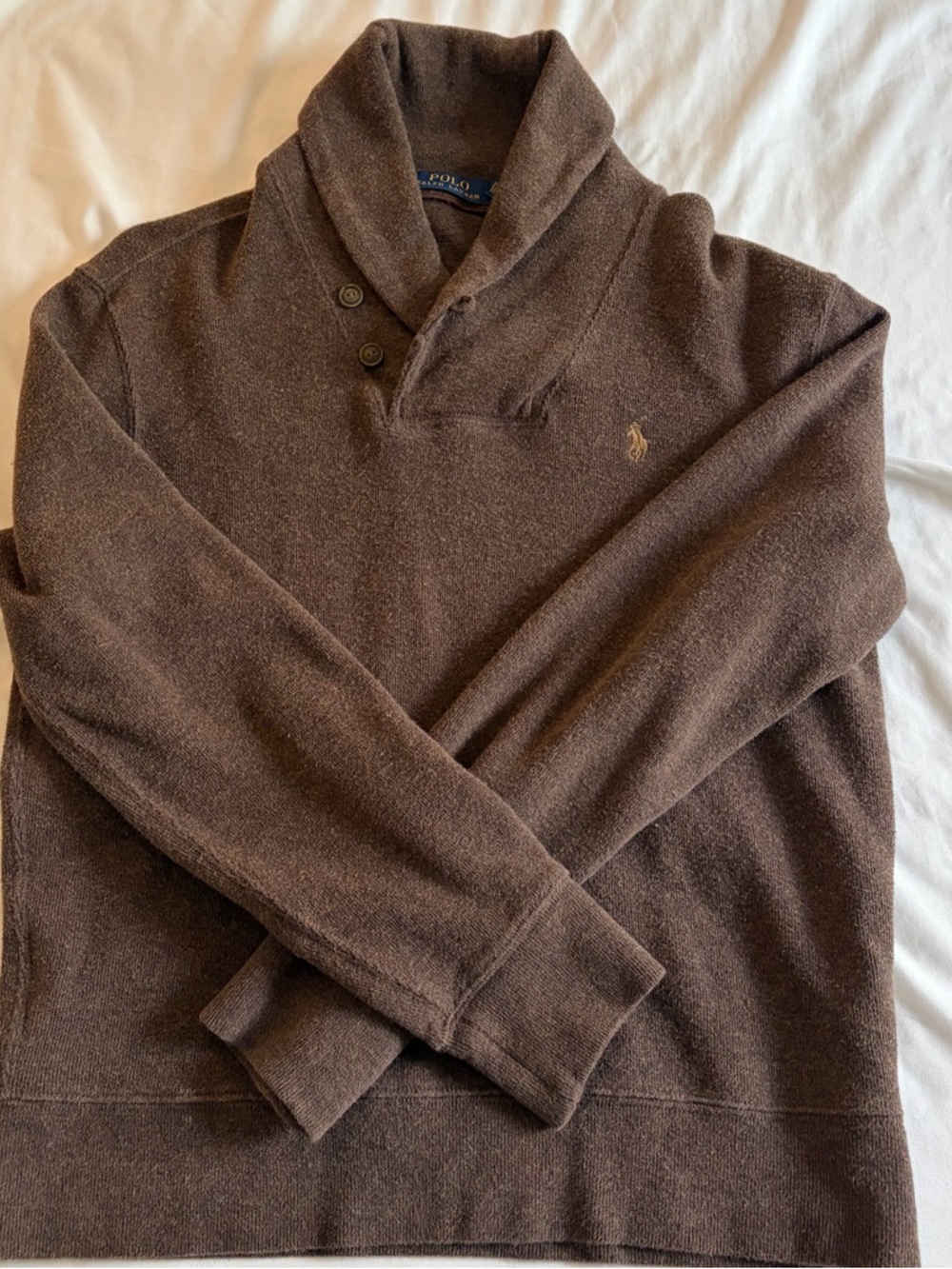 Ralph Lauren Brown Shawl-Collar Turtleneck Sweater